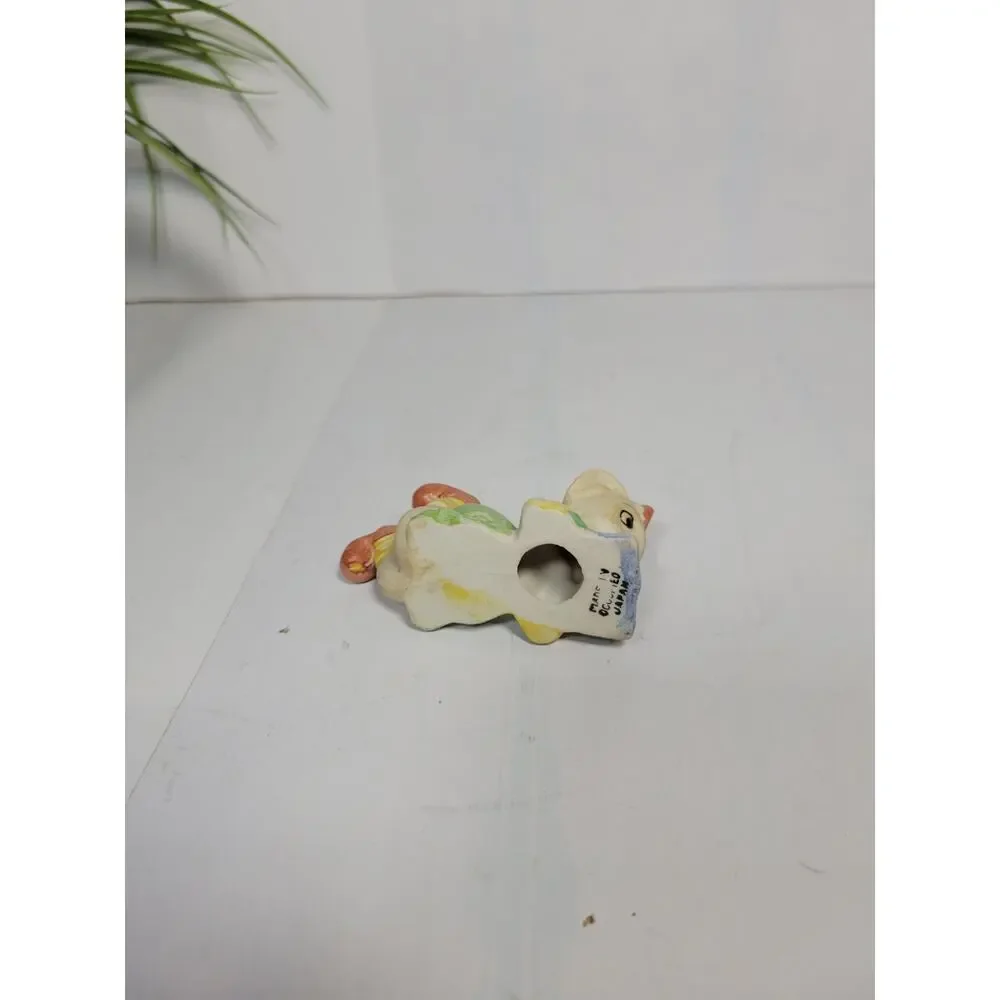 Vintage Occupied Japan Ceramic Bunny Rabbit Reading Book Figurine Decor
